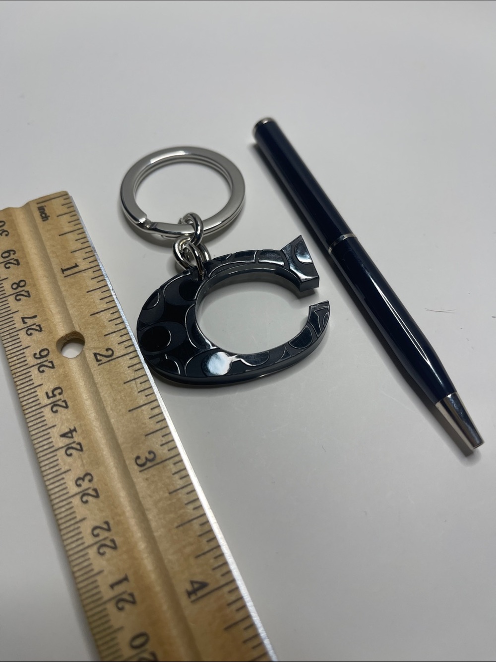 Coach Acrylic C Keychain with Silver Ring and Coach Pen - Picture 3 of 5